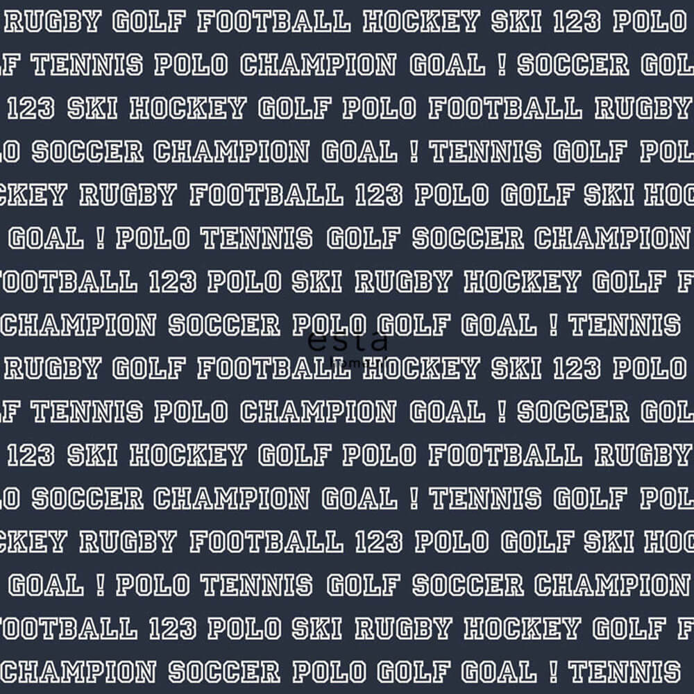 Schrift Sport Vliestapete Dunkel-Blau-56-138830