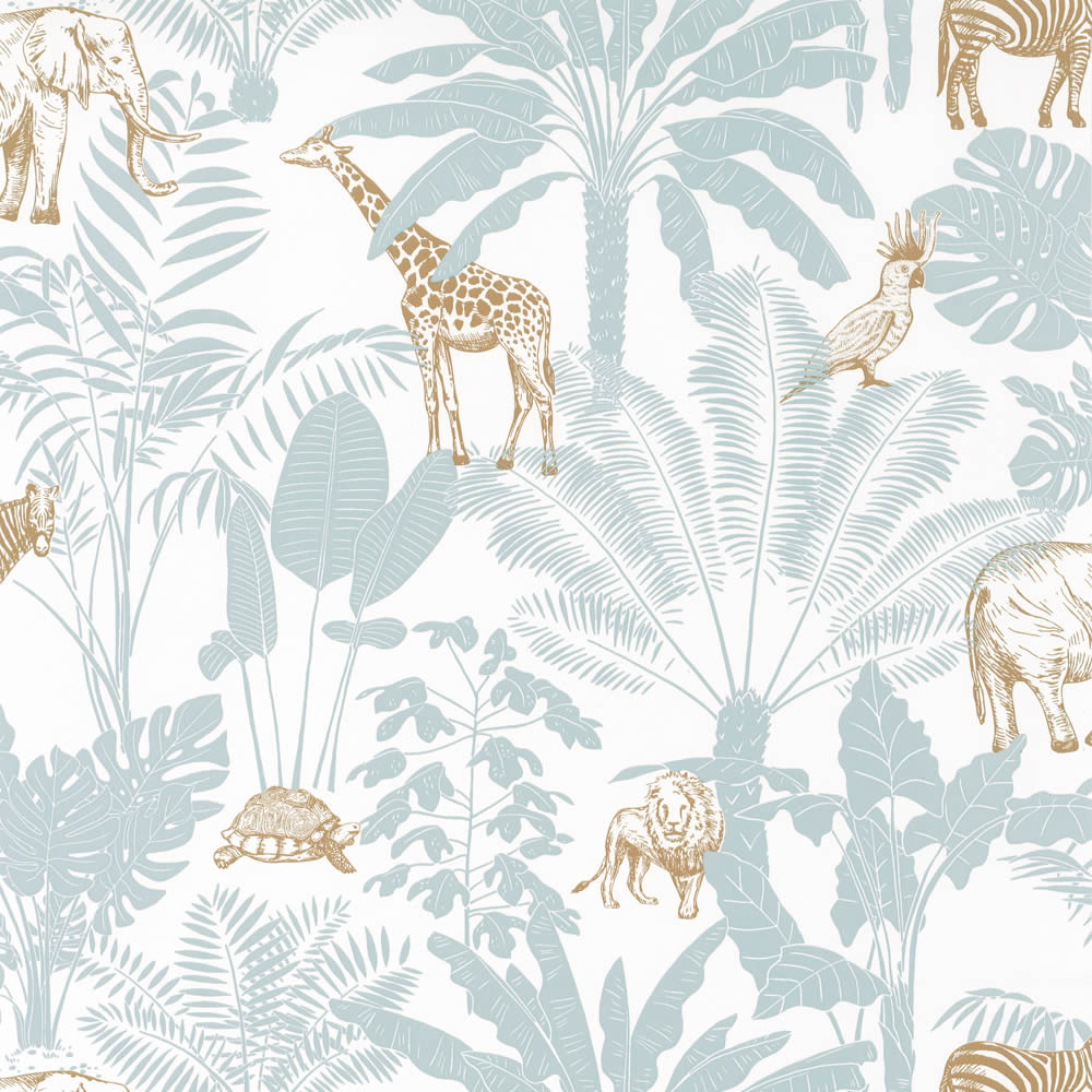 Non-woven wallpaper jungle animals white gray ocher Our Planet-36-OUP101957121.1M