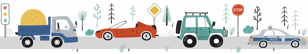 Polizeiwagen Jeep und Ampel Borte bunt Kids Walls Marburg 45845