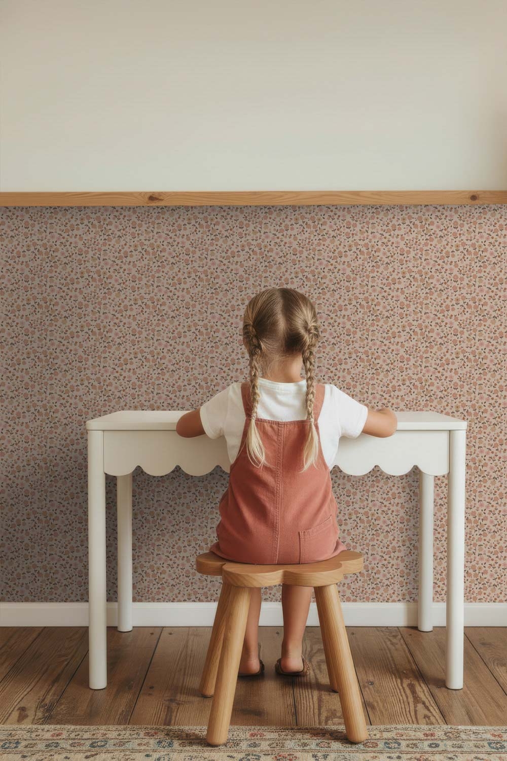 Scandi Blümchentapete Tulpen Streublümchen beige Naturtöne