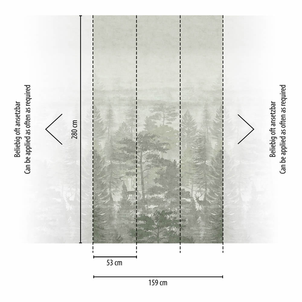 Wandbild Tannenwald Vlies Nebelwald matt glatt grün 770691-8-770691