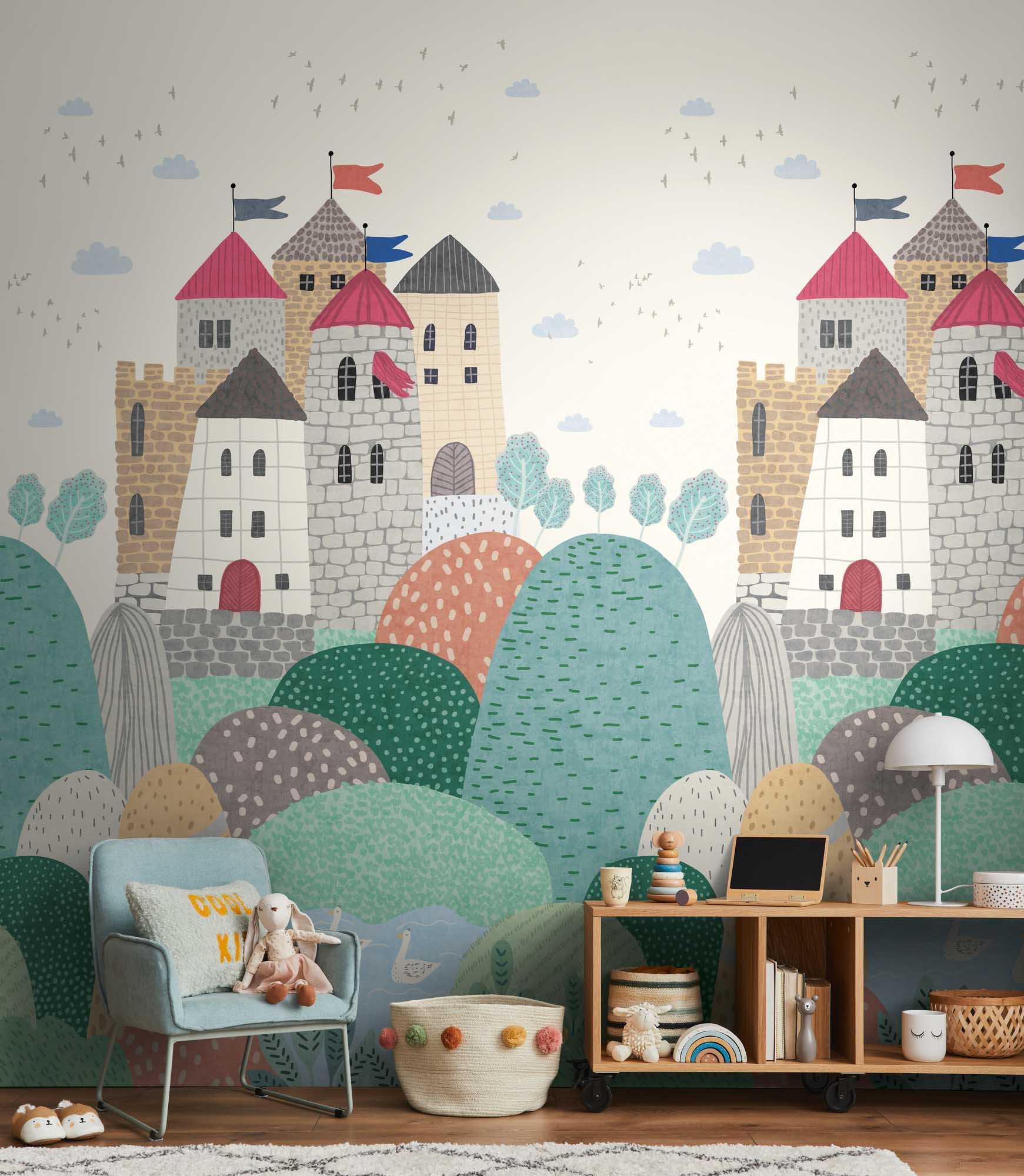 Wandbild Ritterburg Berge 159 x 280 cm 792889