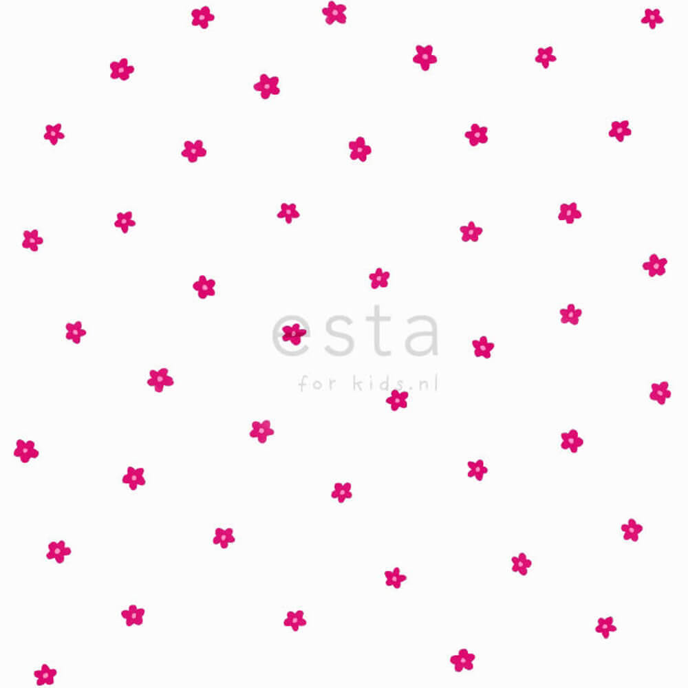 Blumen Pink Weiß Papier-Tapete Mädchen-56-115814