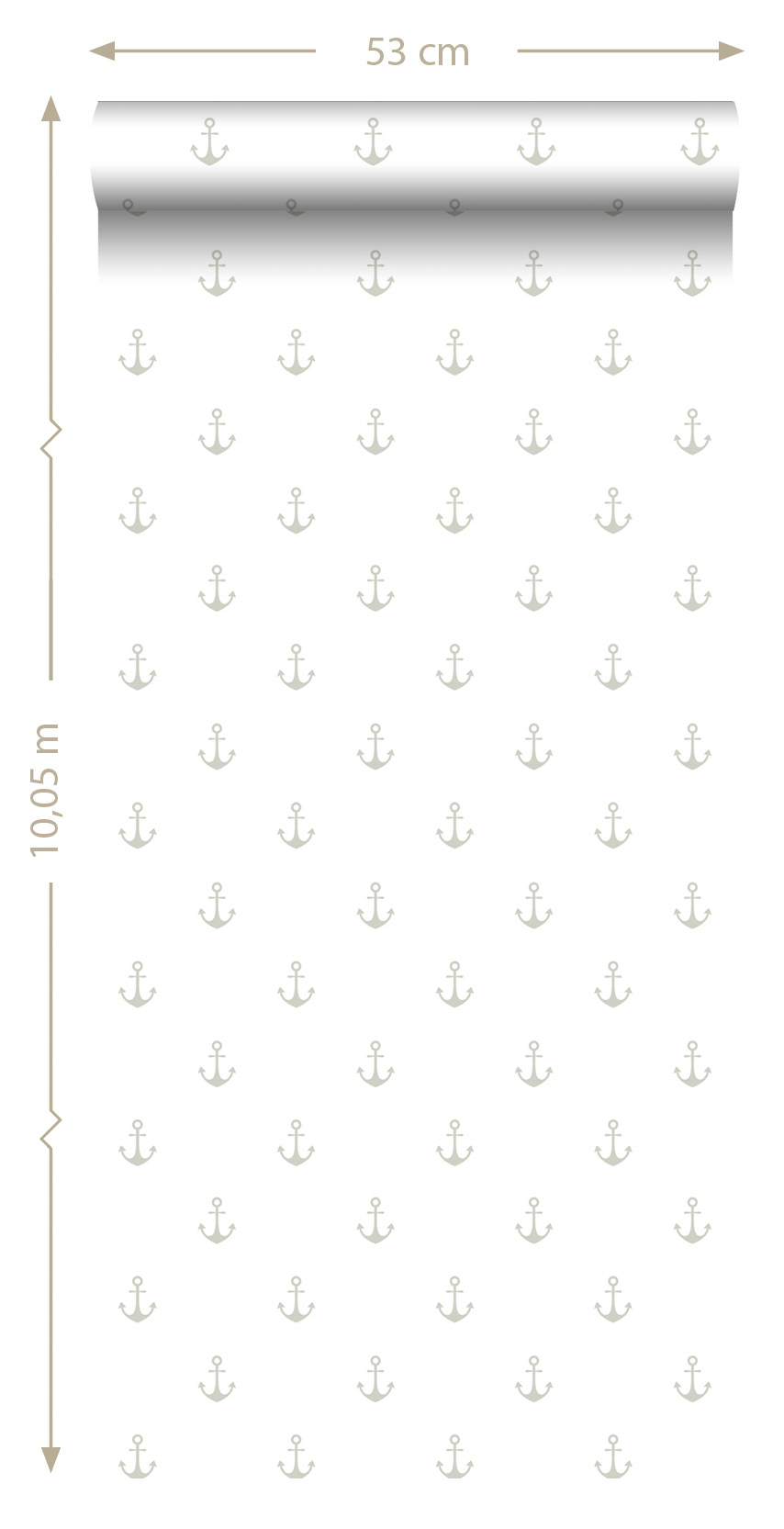 Anker Tapete maritim weiß silber Vlies 138964
