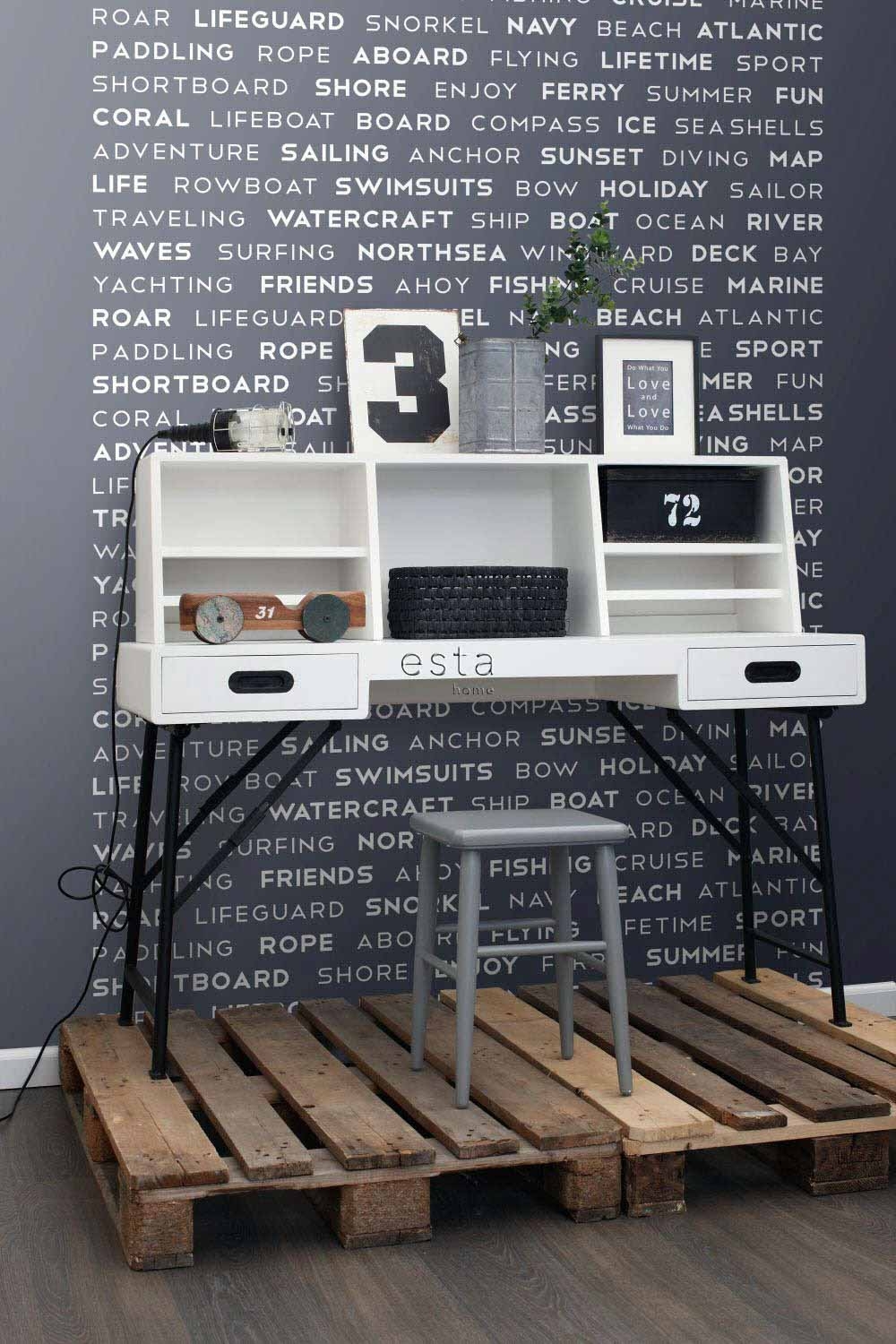 Wandbild maritime Schrift blau 186 x 279 cm 158845