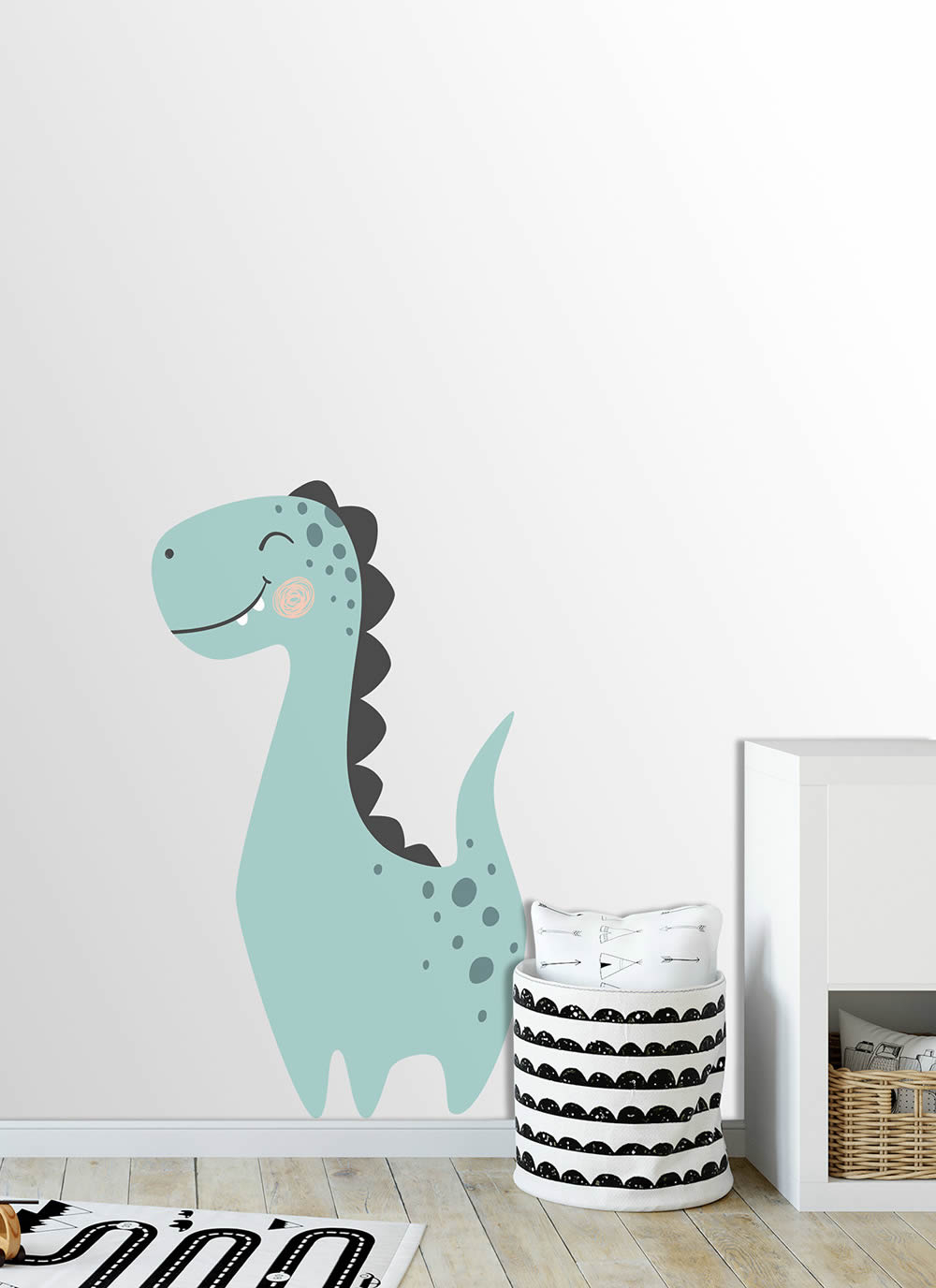 Wandbild kleiner Dino vorgekleistert blau 56,9 x 100 cm