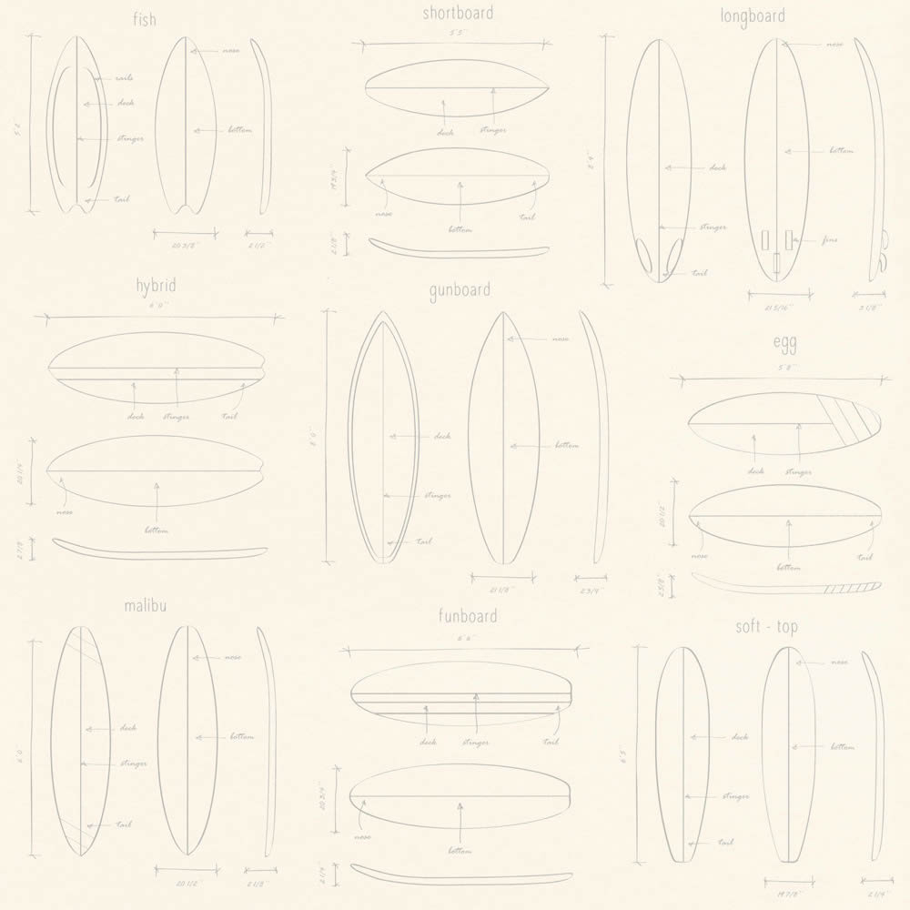 Non-woven wallpaper surfboards cream-23-128869.1M