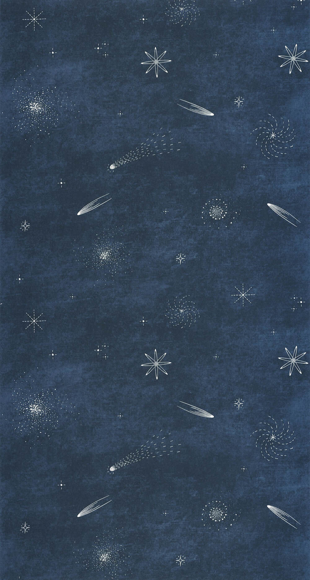 Universe shooting stars non-woven wallpaper dark blue rockets Les Minis Mondes Caselio MNM105696069