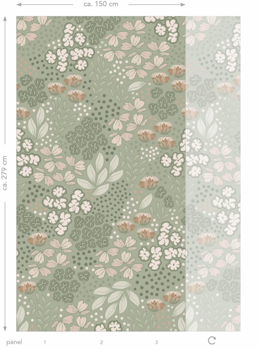 Wandbild Scandi Blütenmuster mintgrün 150 x 279 cm 159212