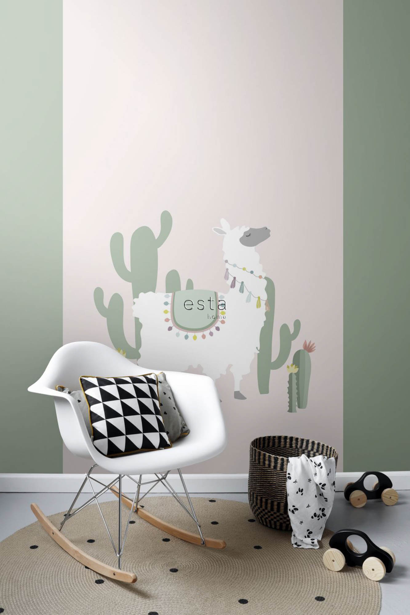Wandbild Alpaka hellrosa grün 150 x 279 cm 158926
