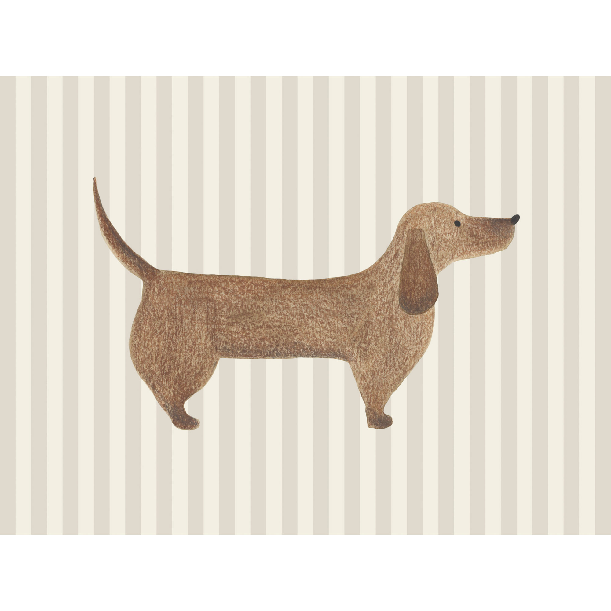 Poster Dackel in Aquarelloptik beige Streifen OUTT203091802