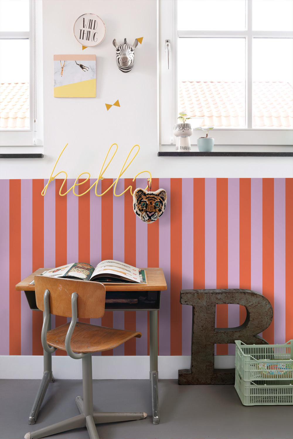 Tapete Streifen Tapete Retro orange lila Vlies 139904