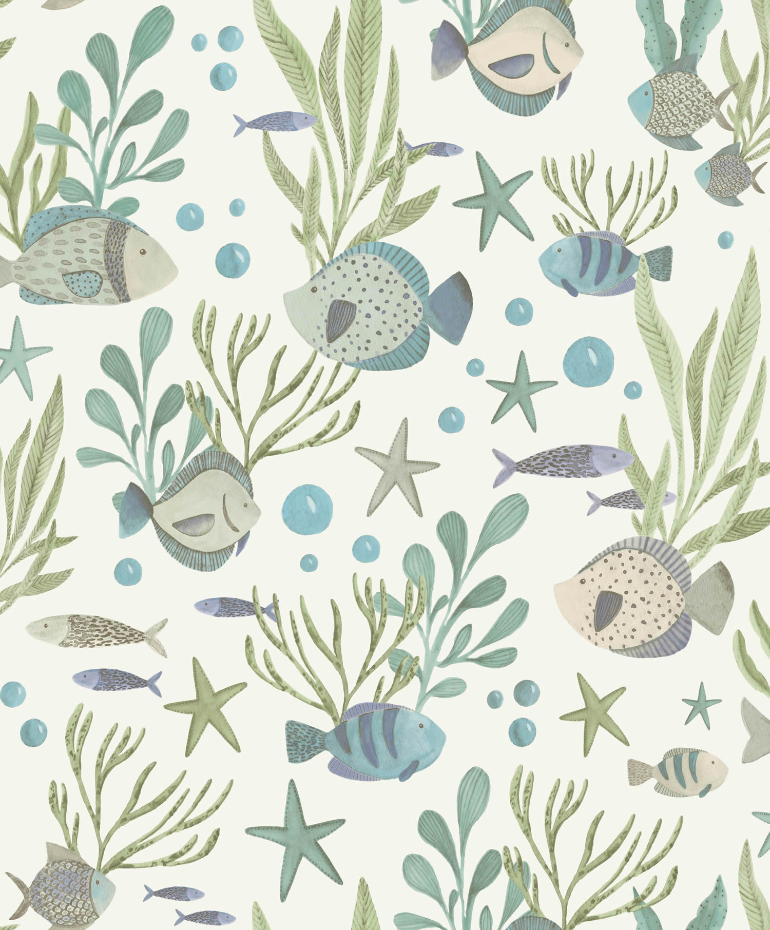 Unterwasser Tapete Fische Vlies Weiß LD3309