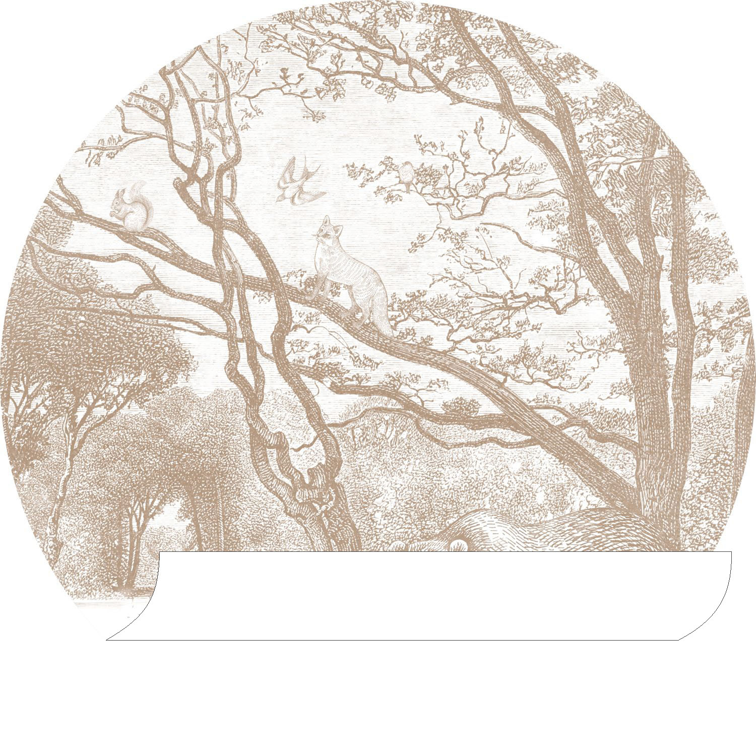 Wandbild rund Waldtiere beige 70 cm Vlies 159072