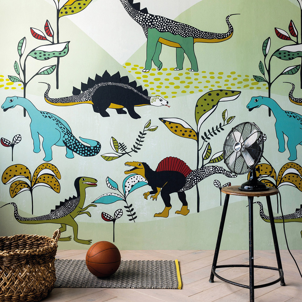 Wandbild Dinos T-Rex Berge Hellgrün 557695