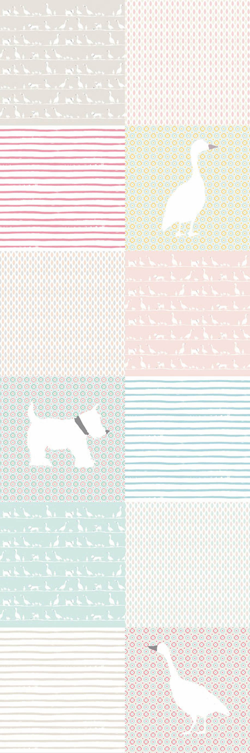 Mural patchwork pink non-woven-55-364176
