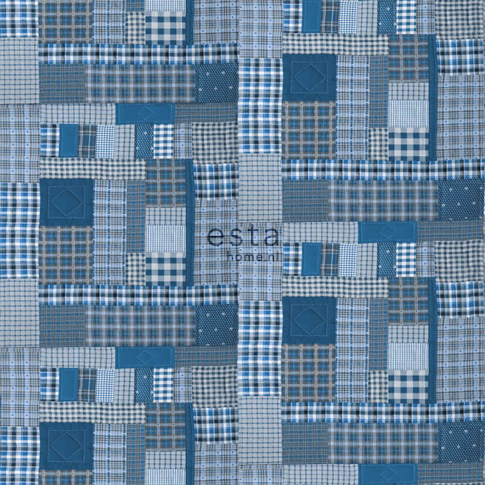 Mural Blue Patchwork non-woven Backing