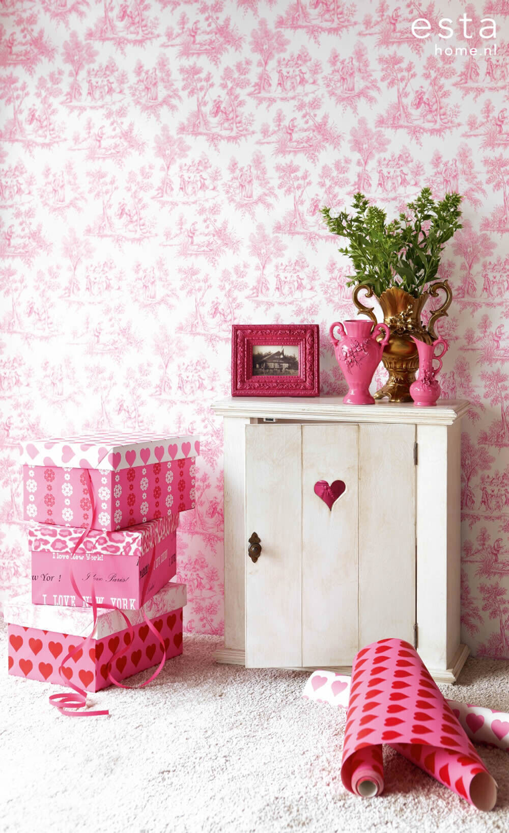 Vliestapete Toile De Jouy Rosa-56-136819