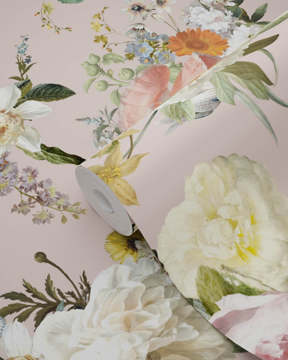 Tapete Vintage Blumen Blumensträuße altrosa 139367