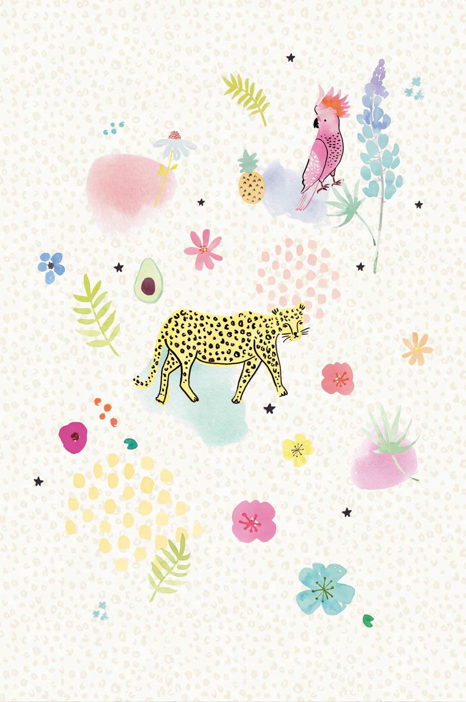 Mural Beige Leopard Pattern Multicolored-55-383608