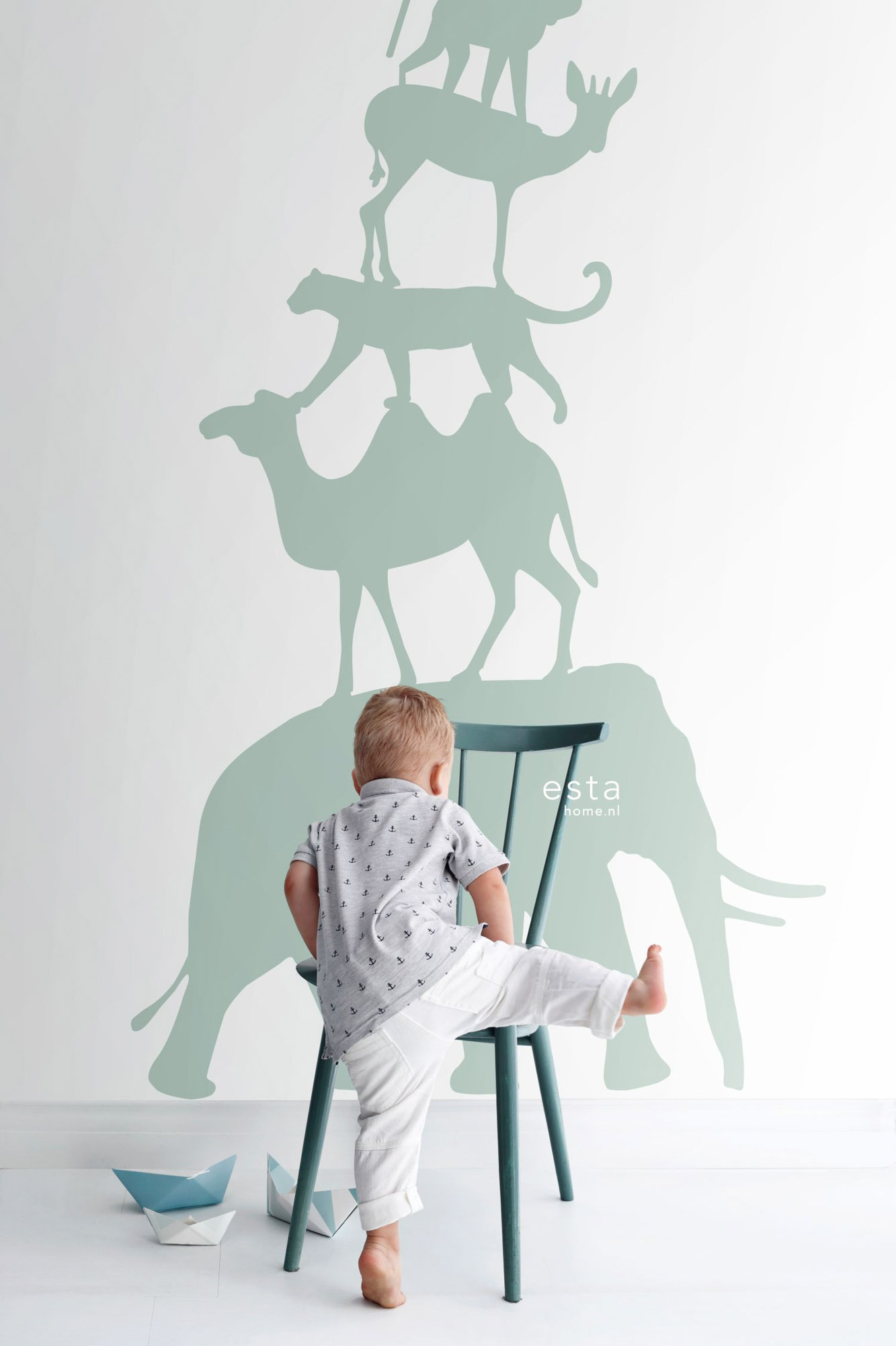 Wandbild Tiere mintgrün 150 x 279 cm 158921