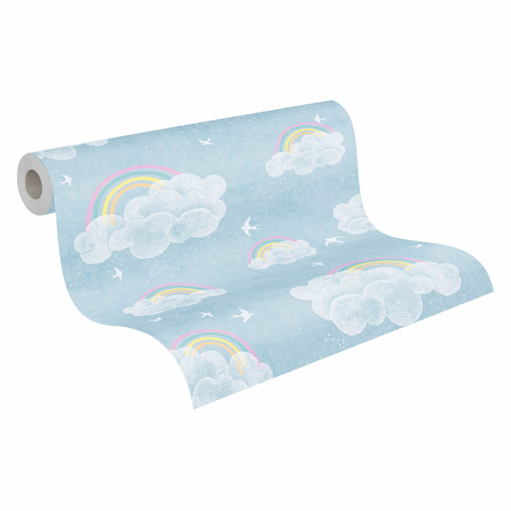 Regenbogen Wolken Vliestapete Schwalben Himmel blau 771441-8-771441