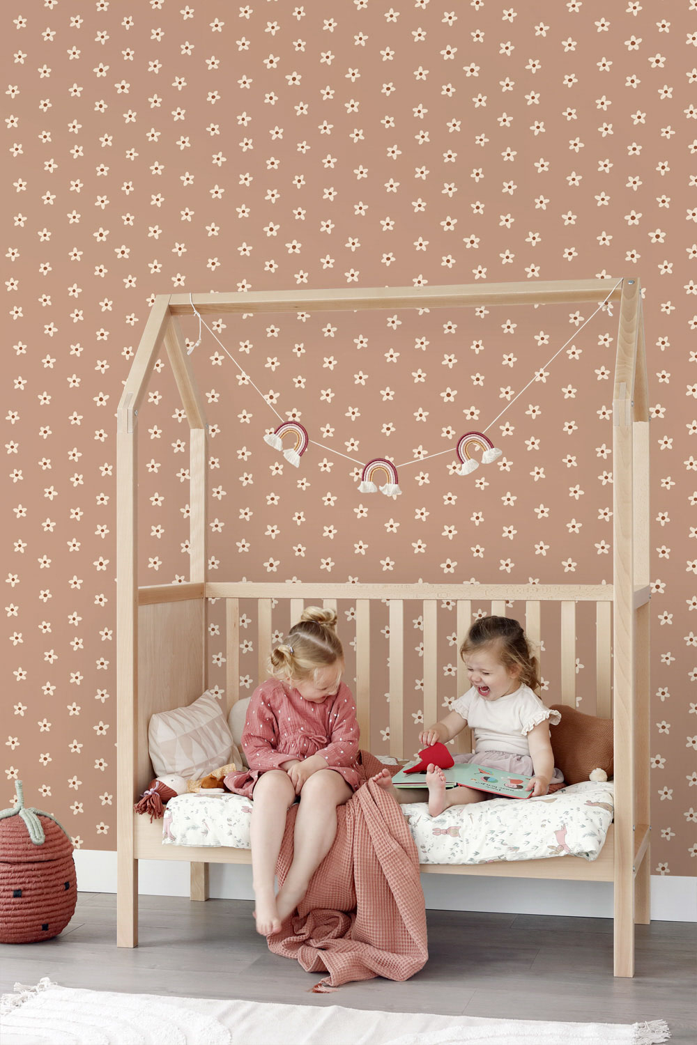 Vintage Blumentapete Vlies Gänseblümchen Pom Pom Pie beige