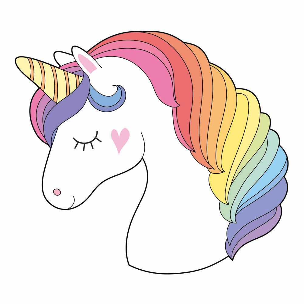 Wandbild Einhorn Regenbogenmähne vorgekleistert 100 x 89,4 cm