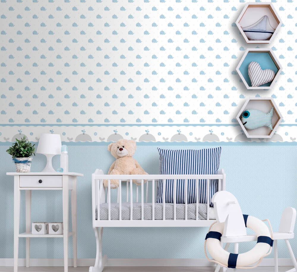 Tapete Punkte Blau Babyzimmer Lullaby-23-102271.1M