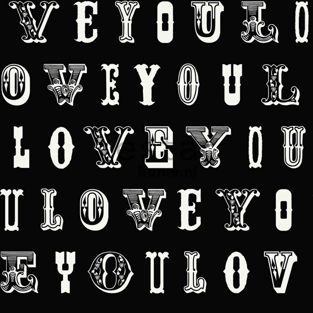 non-woven wallpaper love black white