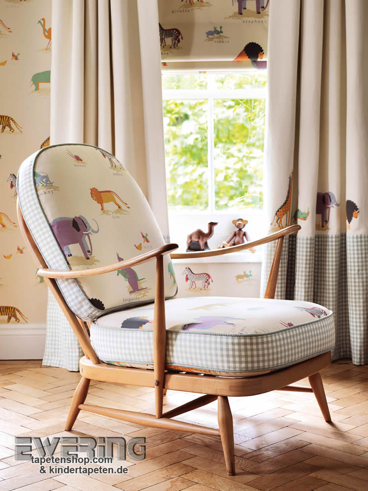 Beige safari animals decoration fabric-43-223901