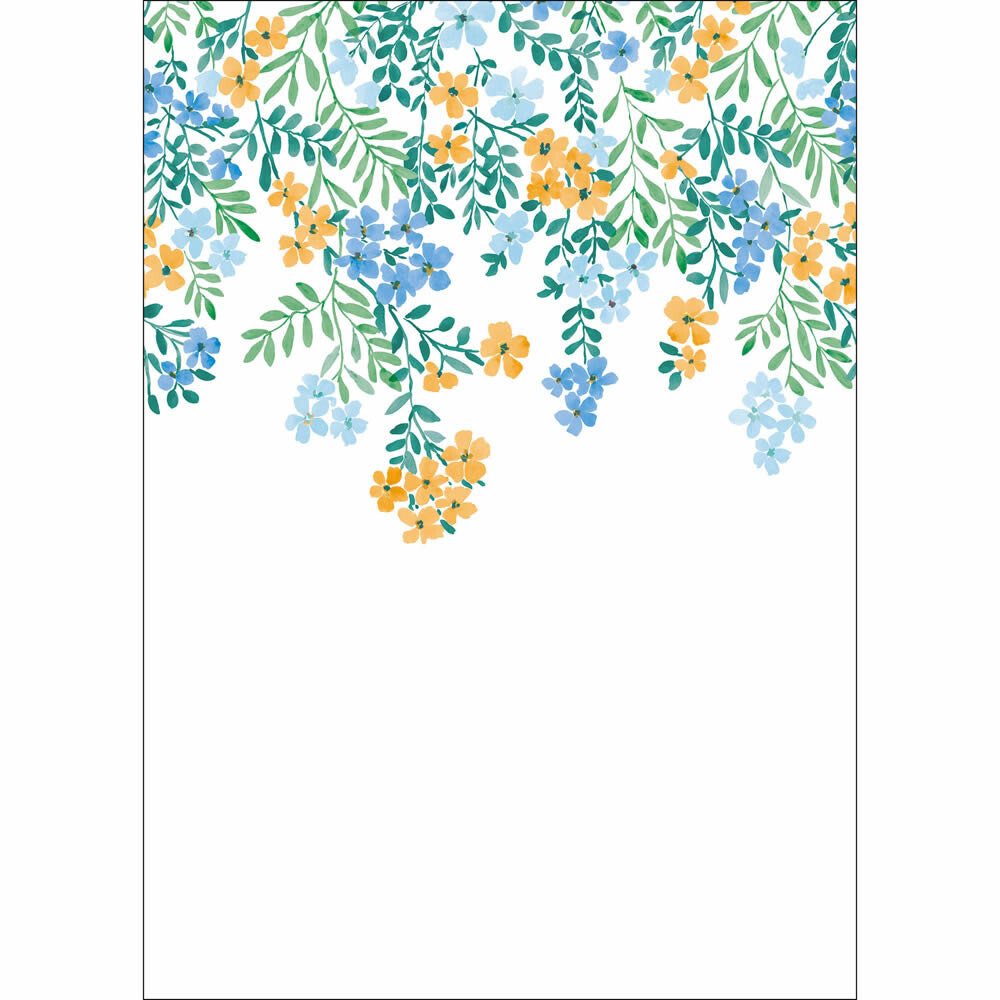 Wandbild M Blumenranken von oben Vlies blau orange grün PMW104636303