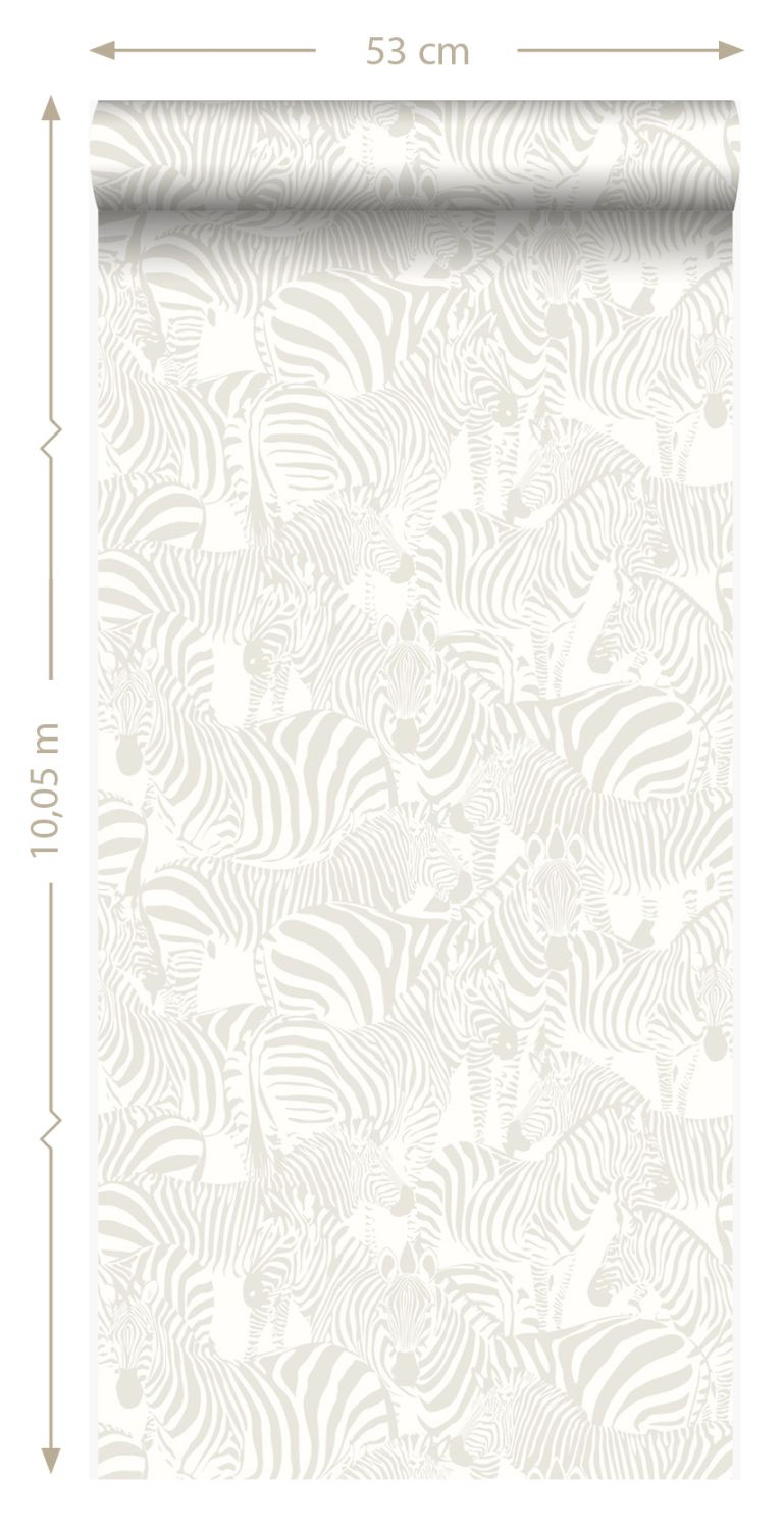 Tapete glänzende Zebras creme weiß Vlies 346836