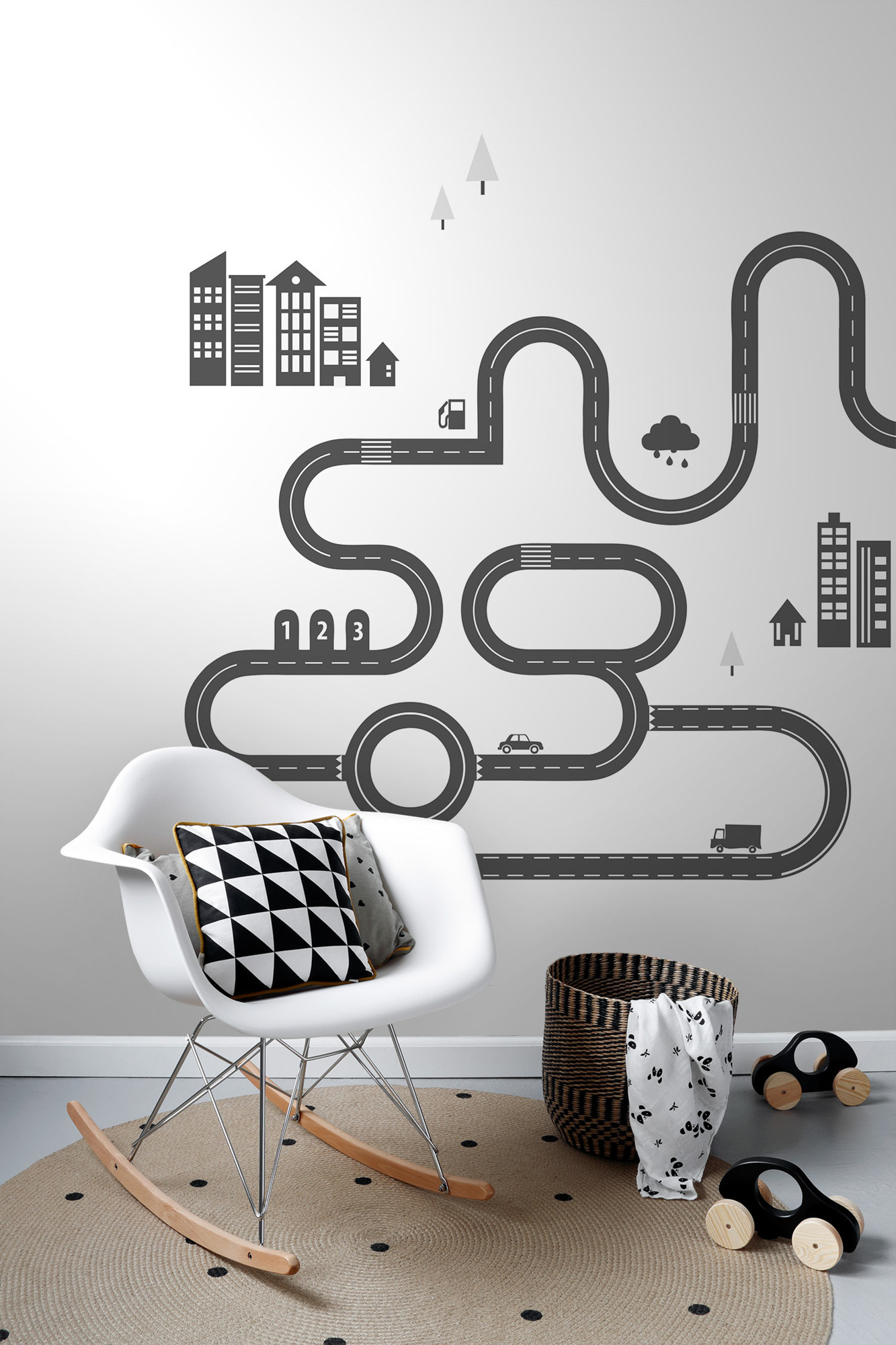 Wandbild Straße schwarz weiß 139.5 x 279 cm 158835