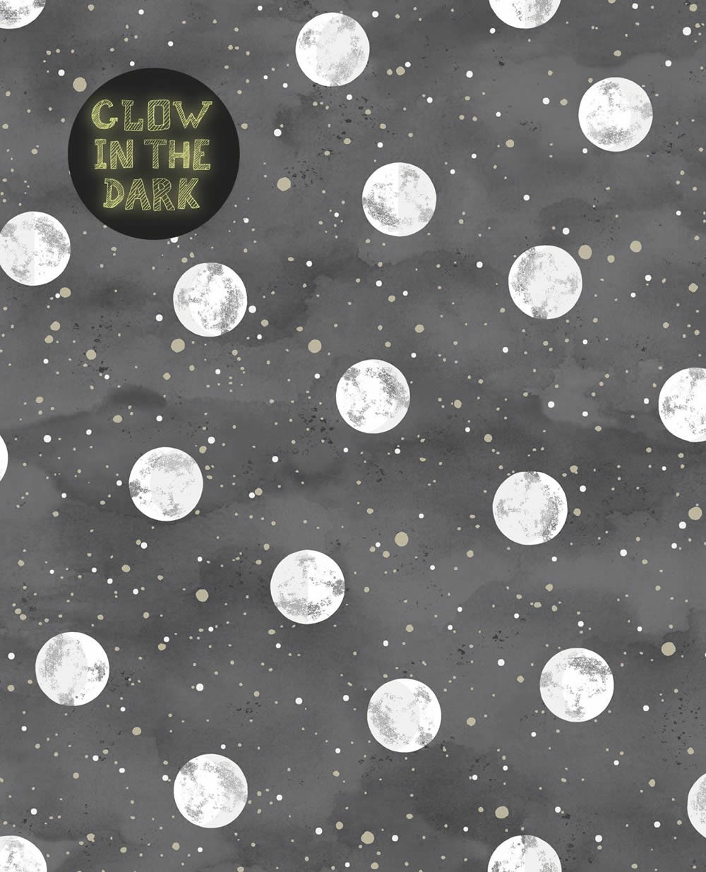 Glow In The Dark Tapete Mond Schwarz