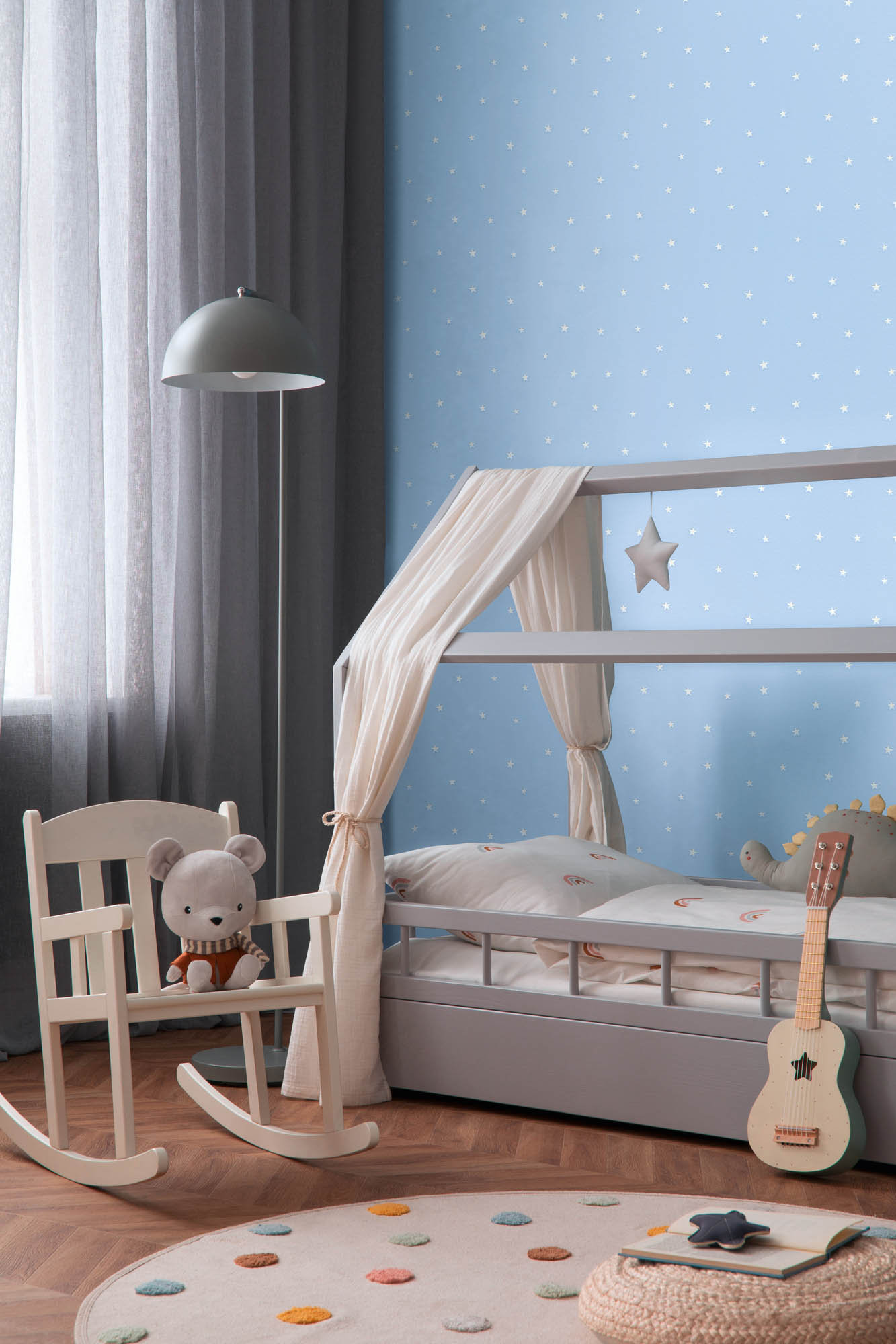 Tapete Sterntapete Leuchteffekt blau Vlies 792611