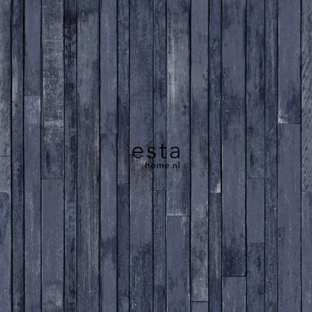 wooden laths blue-grey wallpaper non-woven