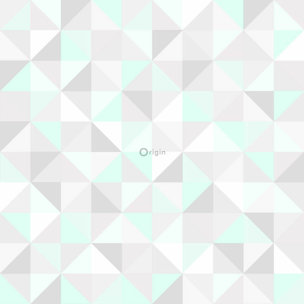 Mint Grau Dreieck Vlies Tapete Glanz