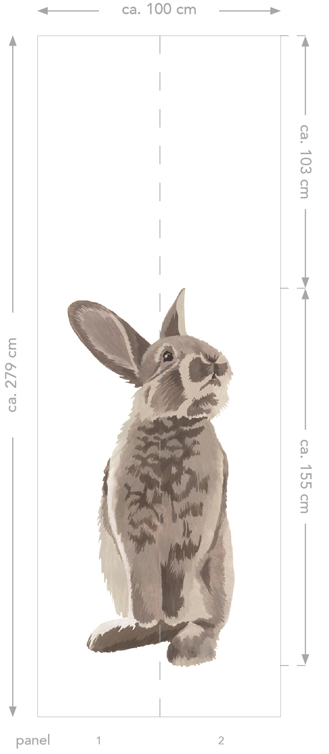 Wandbild Hase Vlies weiß 100 x 279 cm 159052