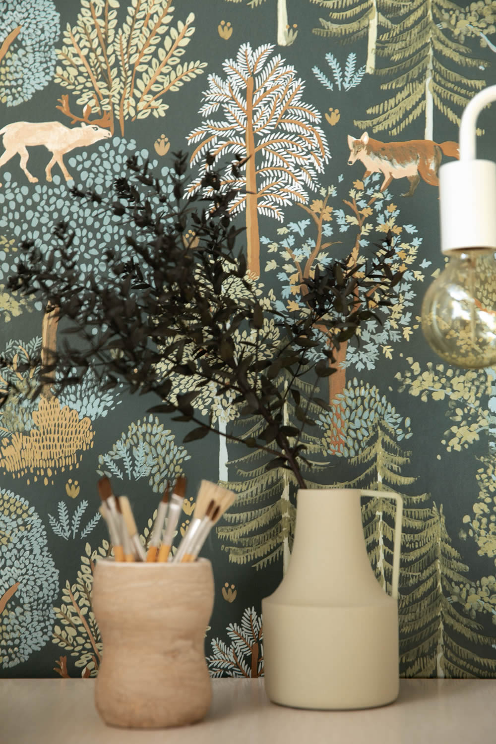 Nature colorful tree wallpaper green Caselio - La Foret Texdecor FRT102937726-36-FRT102937726.1M