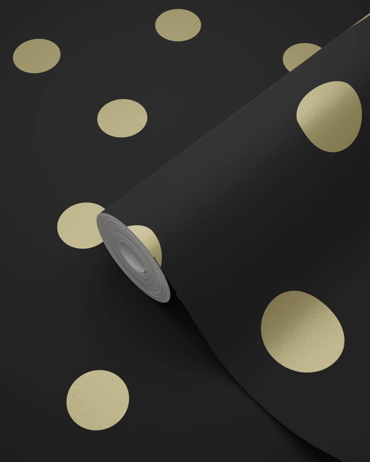 Tapete Punkte modern schwarz gold Vlies 347676