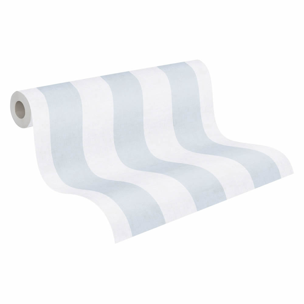 Blockstreifen Vliestapete Streifen glatt matt hellblau creme 770784-8-770784