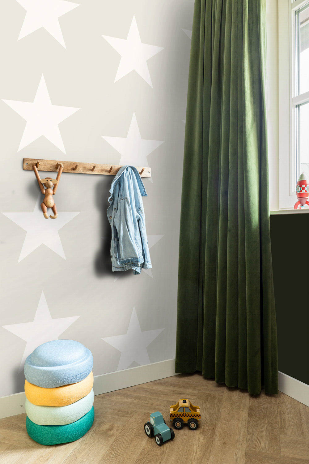 Beige Tapete Sterne Vlies