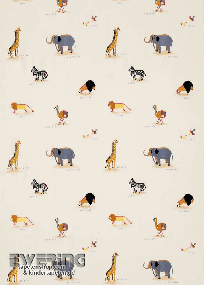 Hell-Beige Dekostoff Safari-Tiere