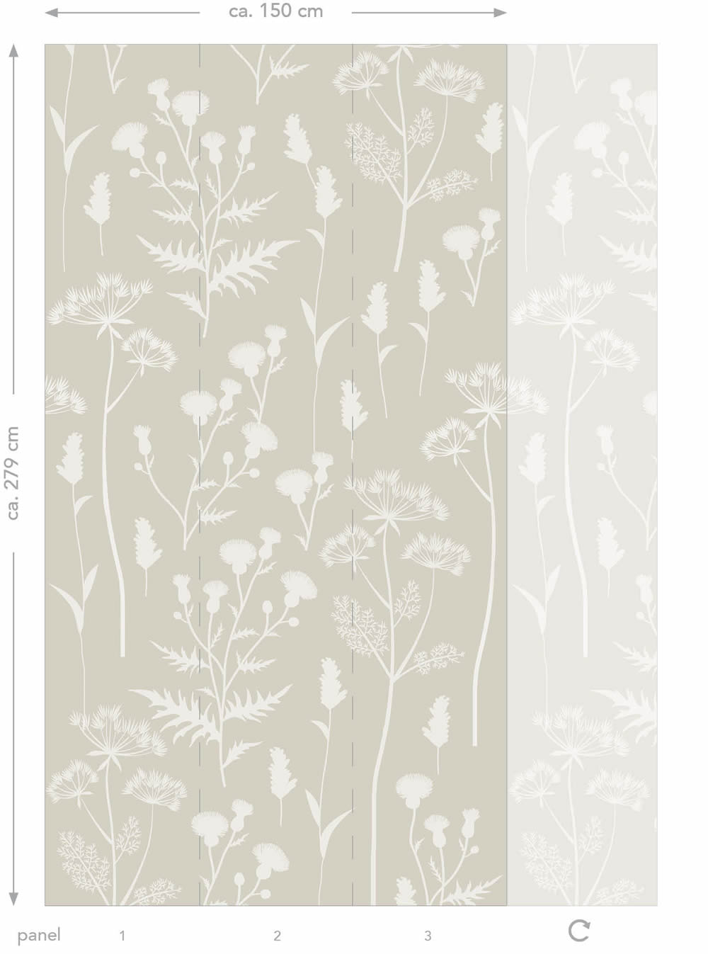 Wandbild Feldblumen skandinavisch beige 150 x 279 cm 159217