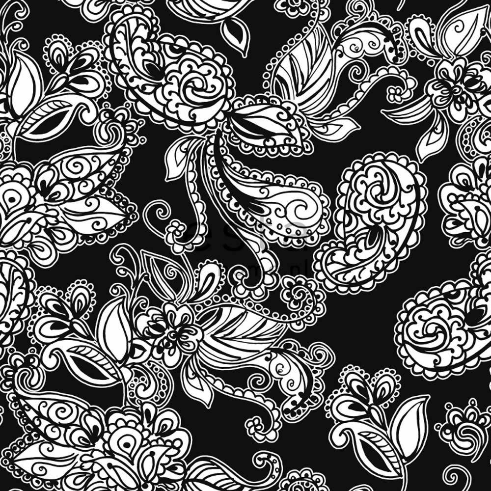 Vliestapete Funky Blumen Paisleys Schwarz Weiß-56-136844