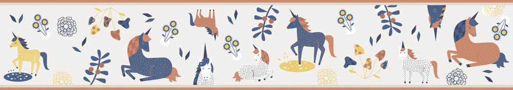 bunte Blumen Einhorn Borte cream und bunt Kids Walls Marburg 45822