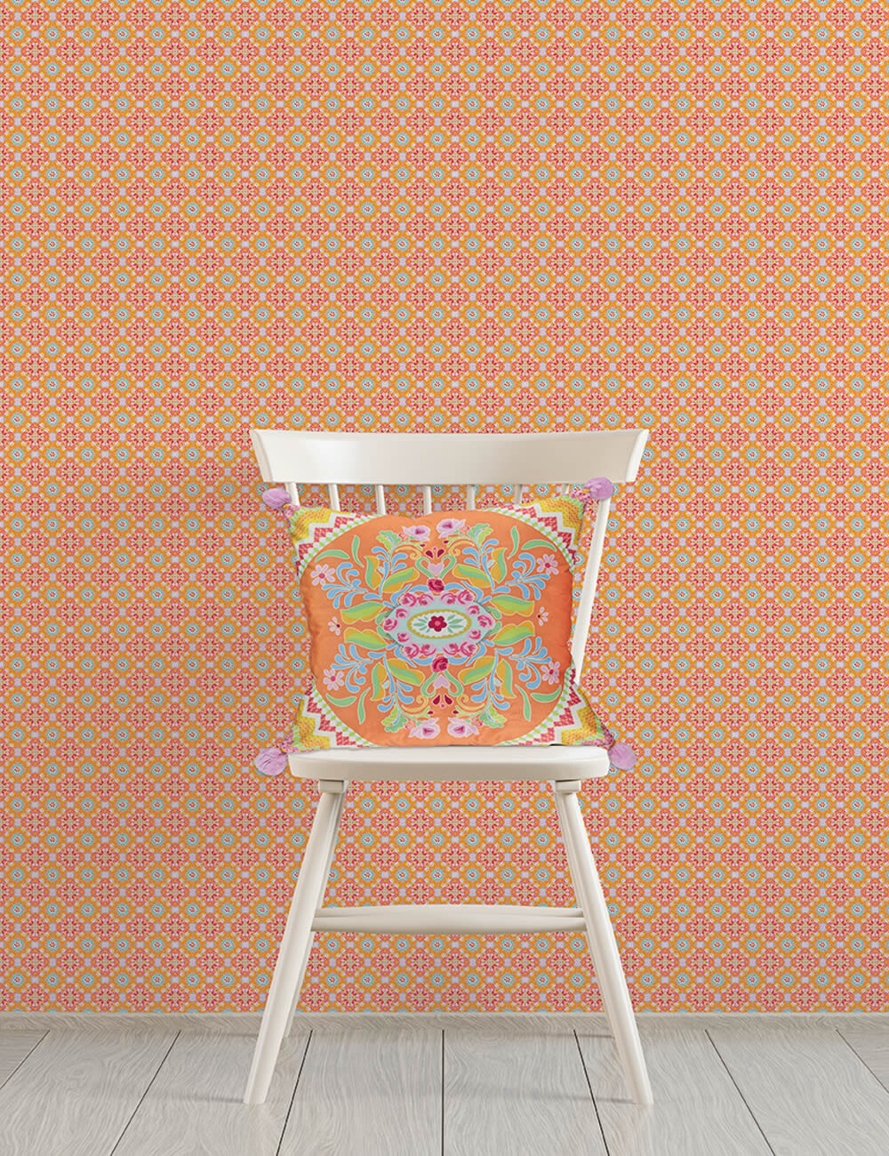 Wandbild Feines Blümchenmuster Orange-65-TD4064