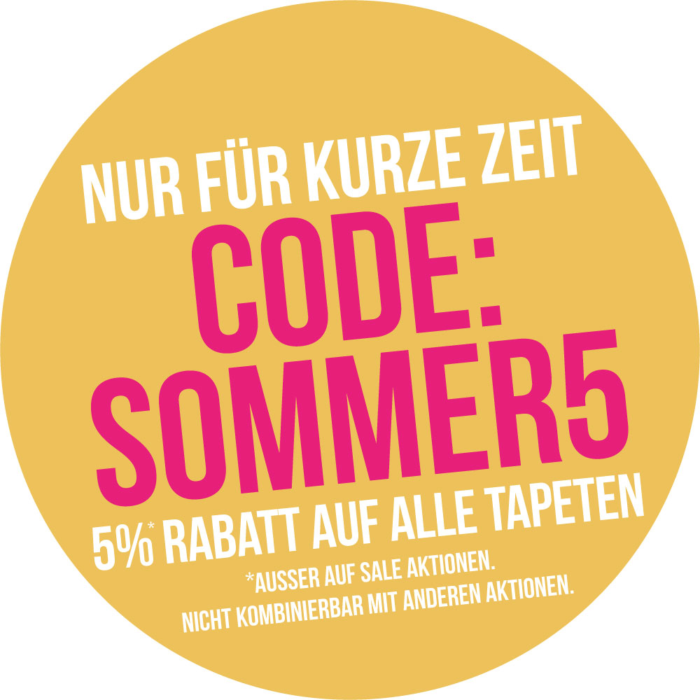 Rabattcode Sommer5 für 5 Prozent Rabatt auf alle Tapeten