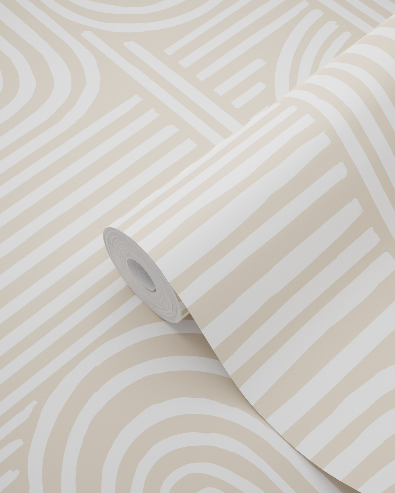 Geometrische Ethnomuster Vliestapete Vierecke zart beige
